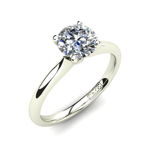 18kt White Gold, Solitaire Setting with Rounded Band