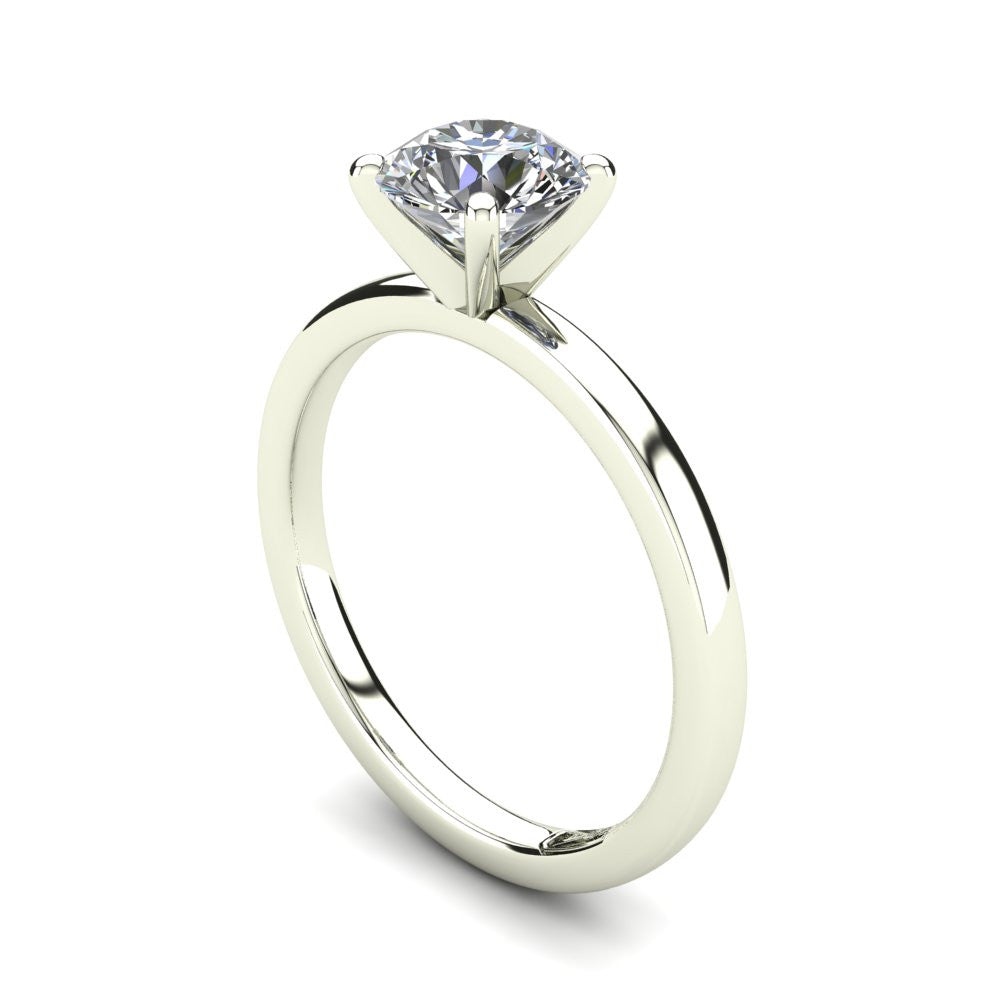 18kt White Gold, Solitaire Setting with Flat Round Band