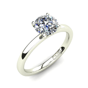 18kt White Gold, Solitaire Setting with Flat Round Band
