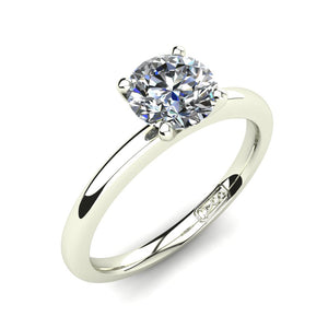 18kt White Gold, Solitaire Setting with Half Round Band