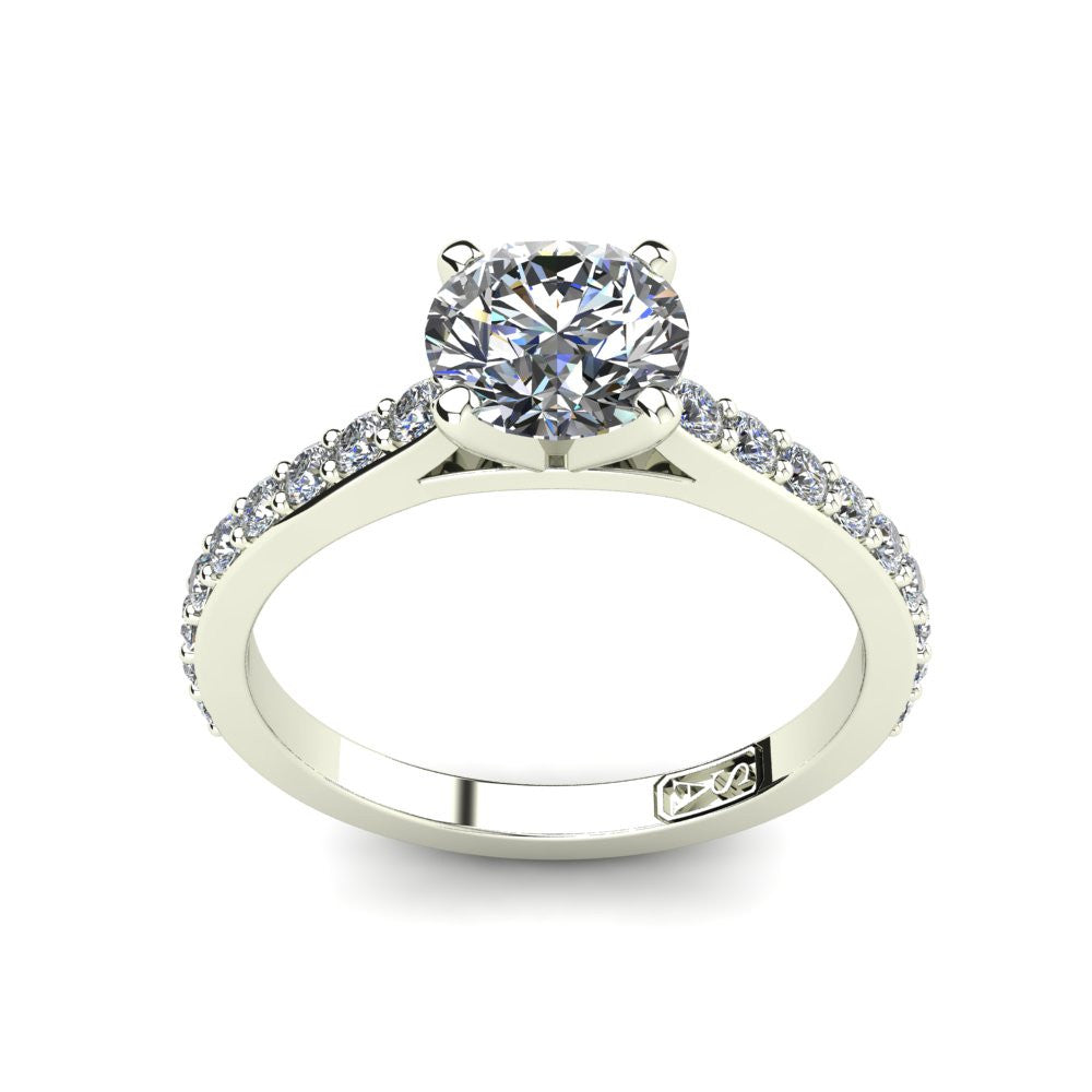 18kt White Gold, Solitaire Setting with Shared Claw set Accent Stones