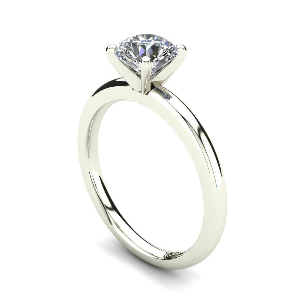 18kt White Gold, Solitaire Setting with Half Round Band