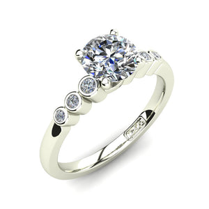18kt White Gold, Solitaire Setting with Bezel set Accent Stones