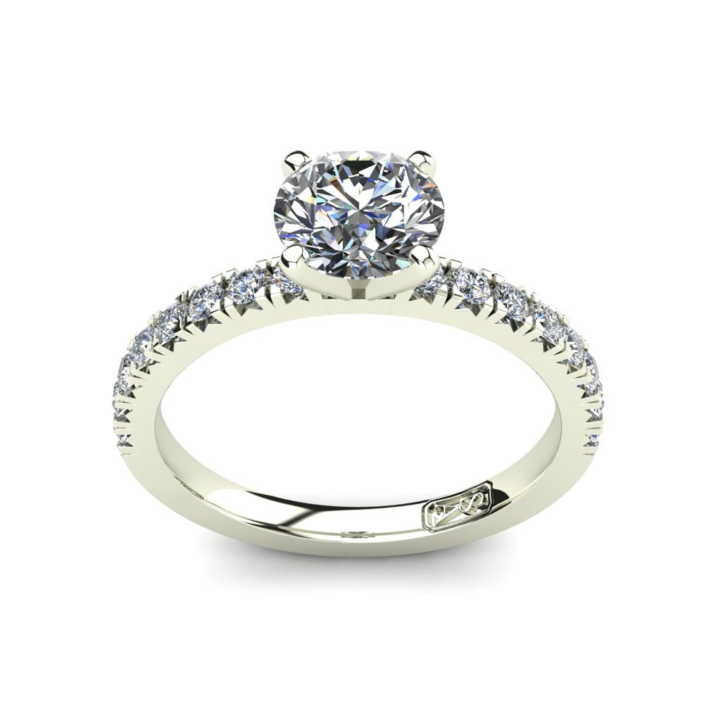 18kt White Gold, Solitaire Setting with Claw set Accent Stones