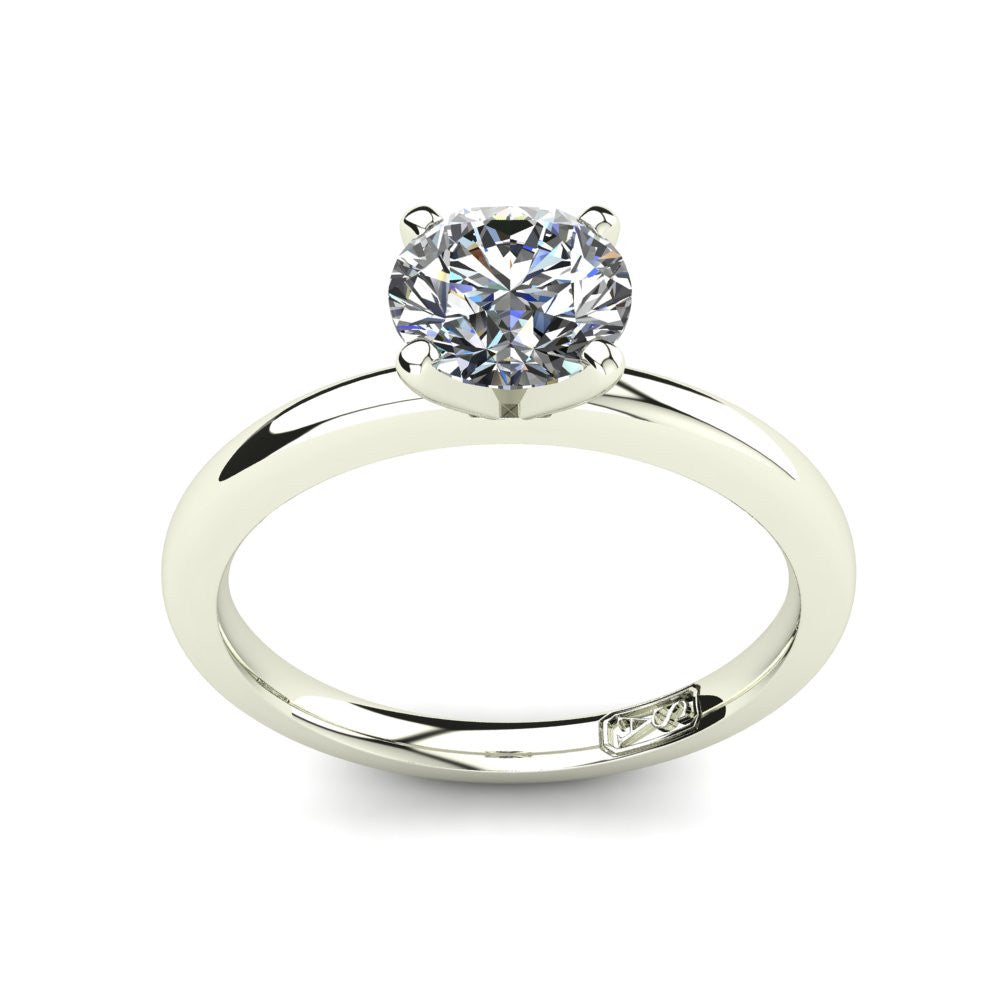 18kt White Gold, Solitaire Setting with Half Round Band