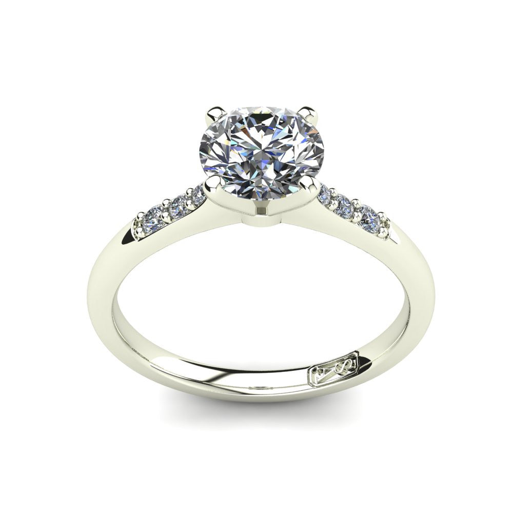 18kt White Gold, Solitaire Setting with Tapered Accent Stones