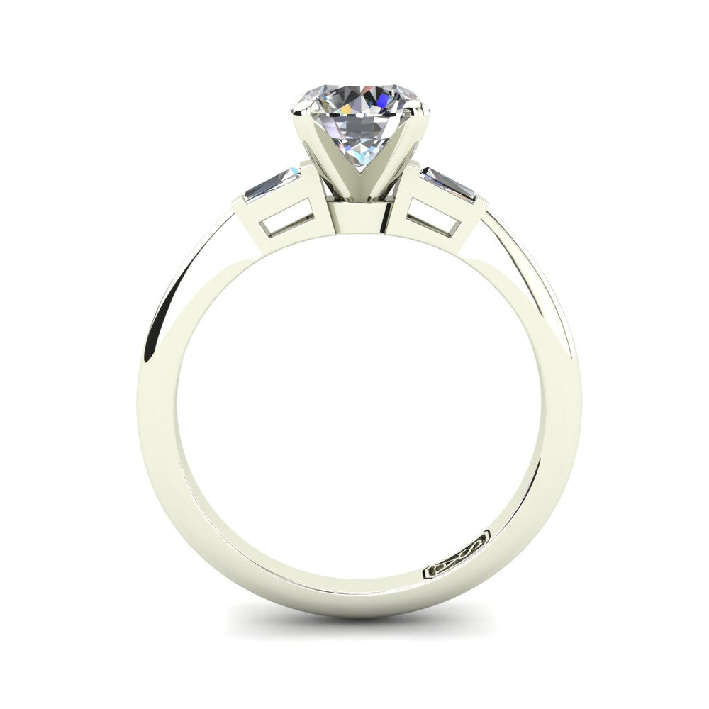 Platinum, Solitaire Setting with Baguette Accent Stones