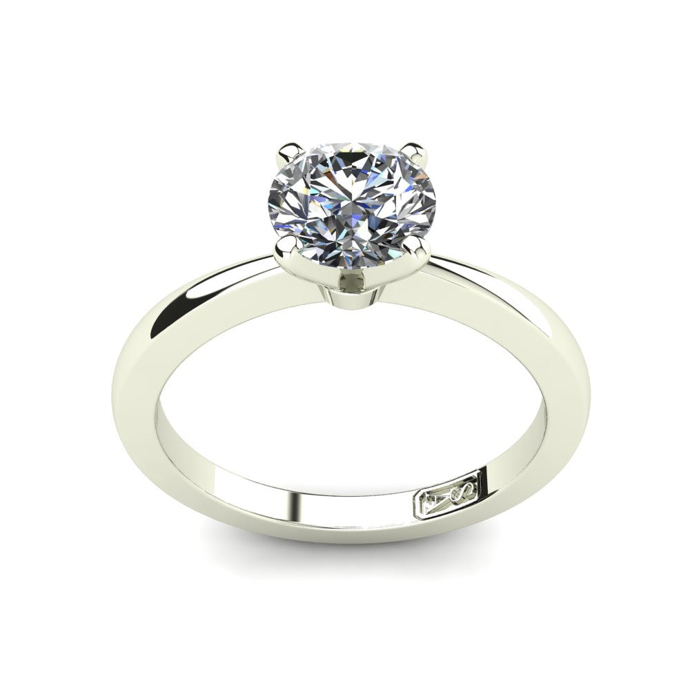 18kt White Gold, Solitaire Setting with Tapered Band