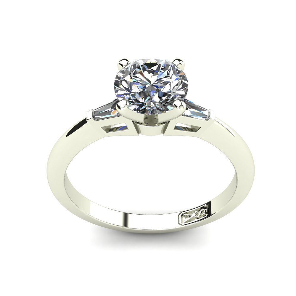 Platinum, Solitaire Setting with Baguette Accent Stones