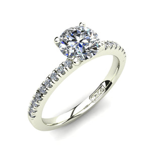 Platinum, Solitaire Setting with Pavé set Accent Stones