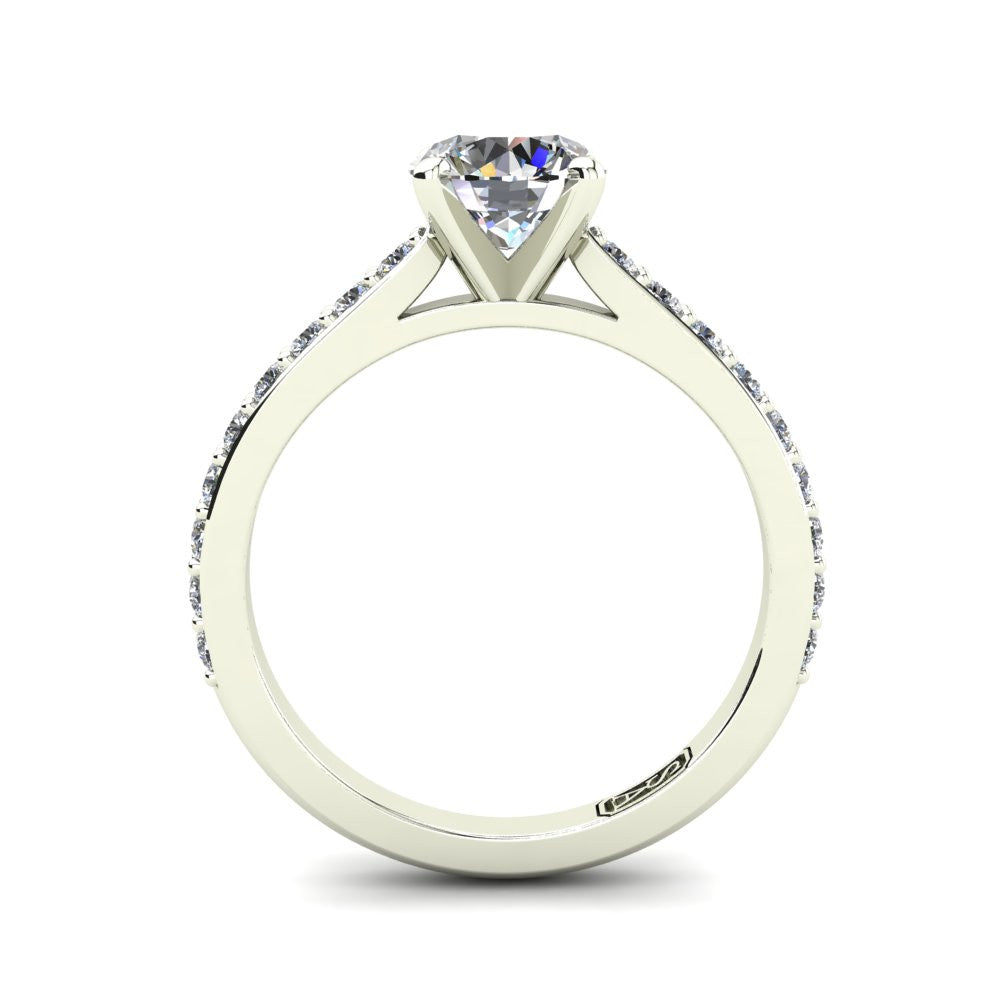 18kt White Gold, Solitaire Setting with Shared Claw set Accent Stones