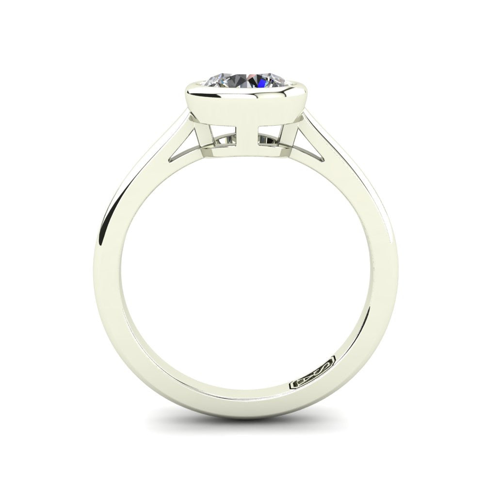 18kt White Gold, Bezel Solitaire Setting with Half Round Band
