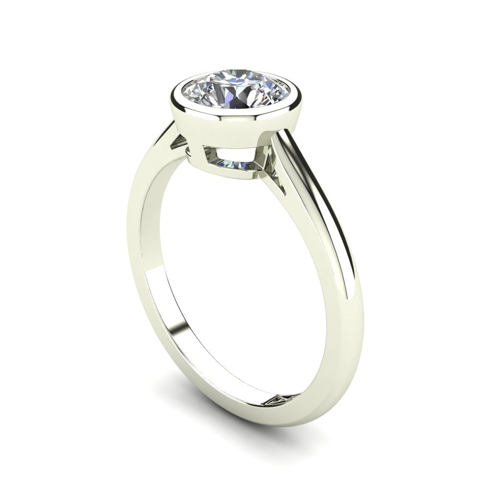 Platinum, Bezel Solitaire Setting with Half Round Band