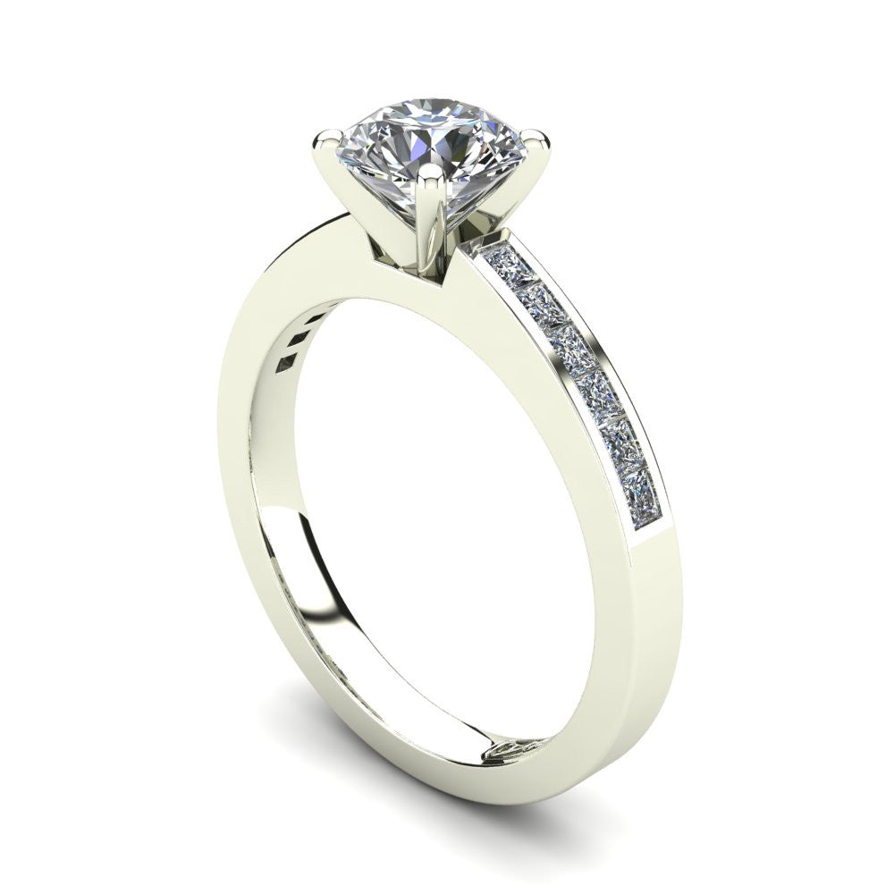18kt White Gold, Solitaire Setting with Channel set Accent Stones