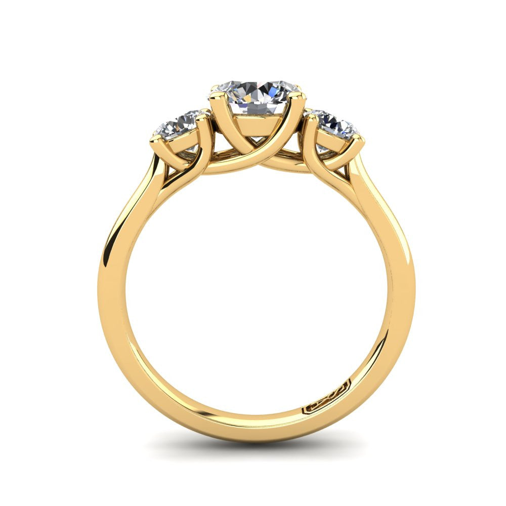 18kt Yellow Gold, Trilogy Setting with Half Round Band