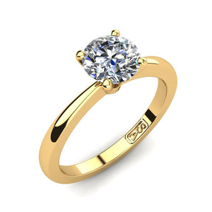 18kt Yellow Gold, Solitaire Setting with Tapered Band