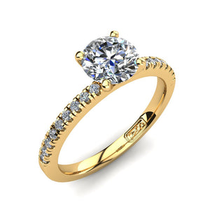 18kt Yellow Gold, Solitaire Setting with Pavé set Accent Stones