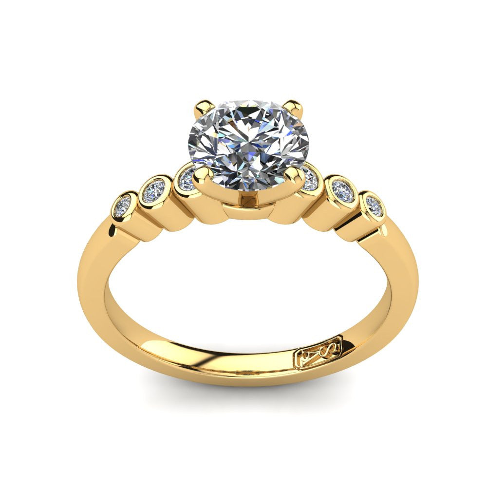 18kt Yellow Gold, Solitaire Setting with Bezel set Accent Stones
