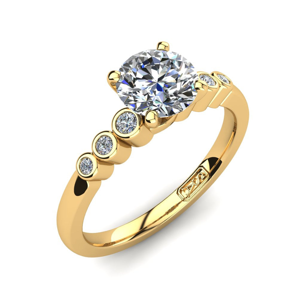 18kt Yellow Gold, Solitaire Setting with Bezel set Accent Stones