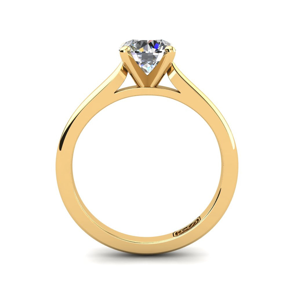 18kt Yellow Gold, Solitaire Setting with Cathedral Band