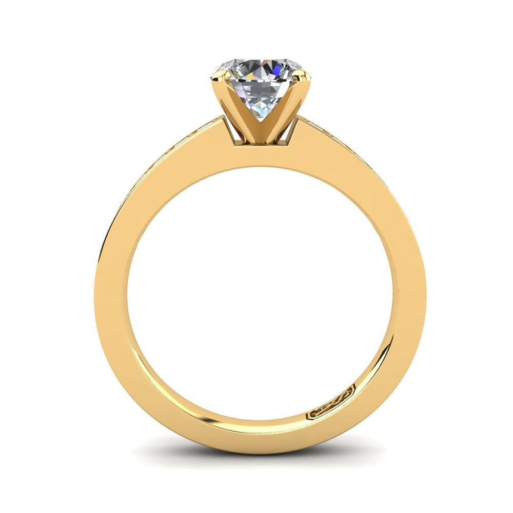 18kt Yellow Gold, Solitaire Setting with Channel set Accent Stones
