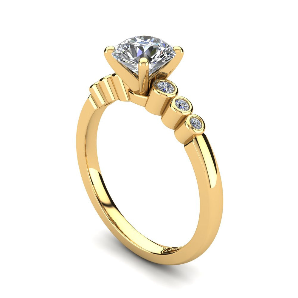 18kt Yellow Gold, Solitaire Setting with Bezel set Accent Stones