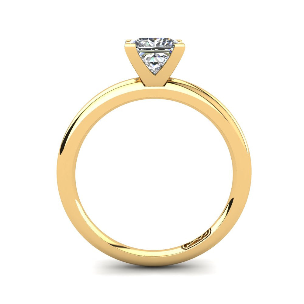 18kt Yellow Gold, Solitaire Setting with Half Round Band