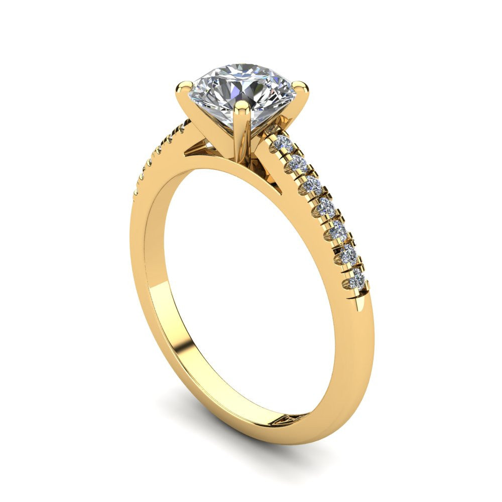 18kt Yellow Gold, Solitaire Setting with Accent Stones