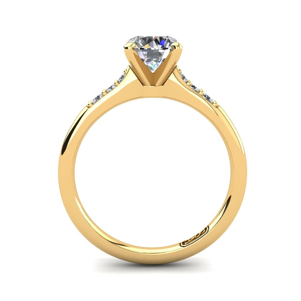 18kt Yellow Gold, Solitaire Setting with Tapered Accent Stones
