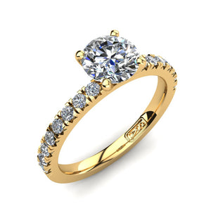 18kt Yellow Gold, Solitaire Setting with Claw set Accent Stones