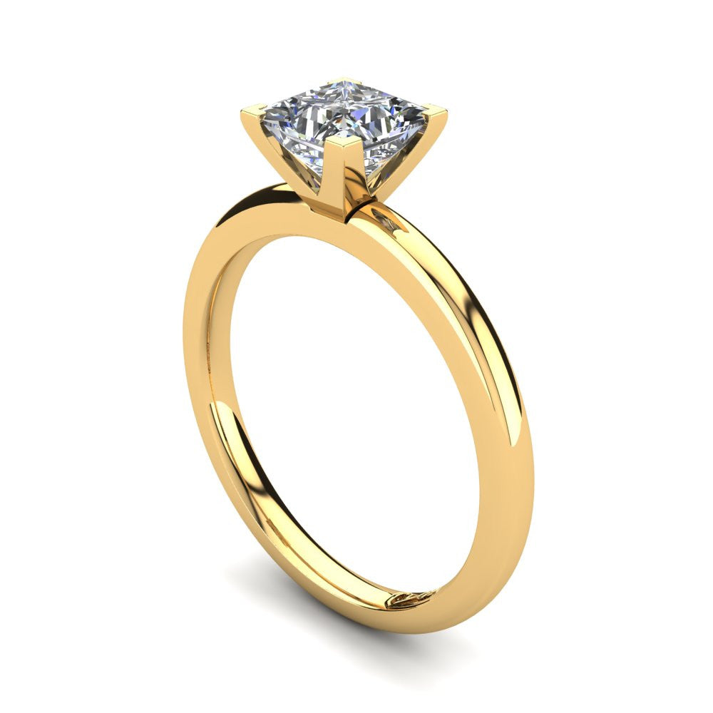 18kt Yellow Gold, Solitaire Setting with Half Round Band