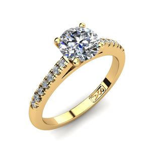 18kt Yellow Gold, Solitaire Setting with Accent Stones