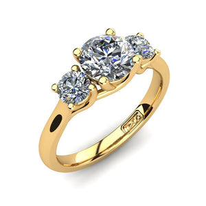 18kt Yellow Gold, Trilogy Setting with Half Round Band
