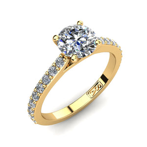 18kt Yellow Gold, Solitaire Setting with Shared Claw set Accent Stones