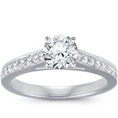Cathedral Pavé Diamond Engagement Ring in 18k White Gold