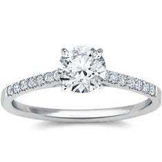 Cathedral Pavé Diamond Engagement Ring in Platinum